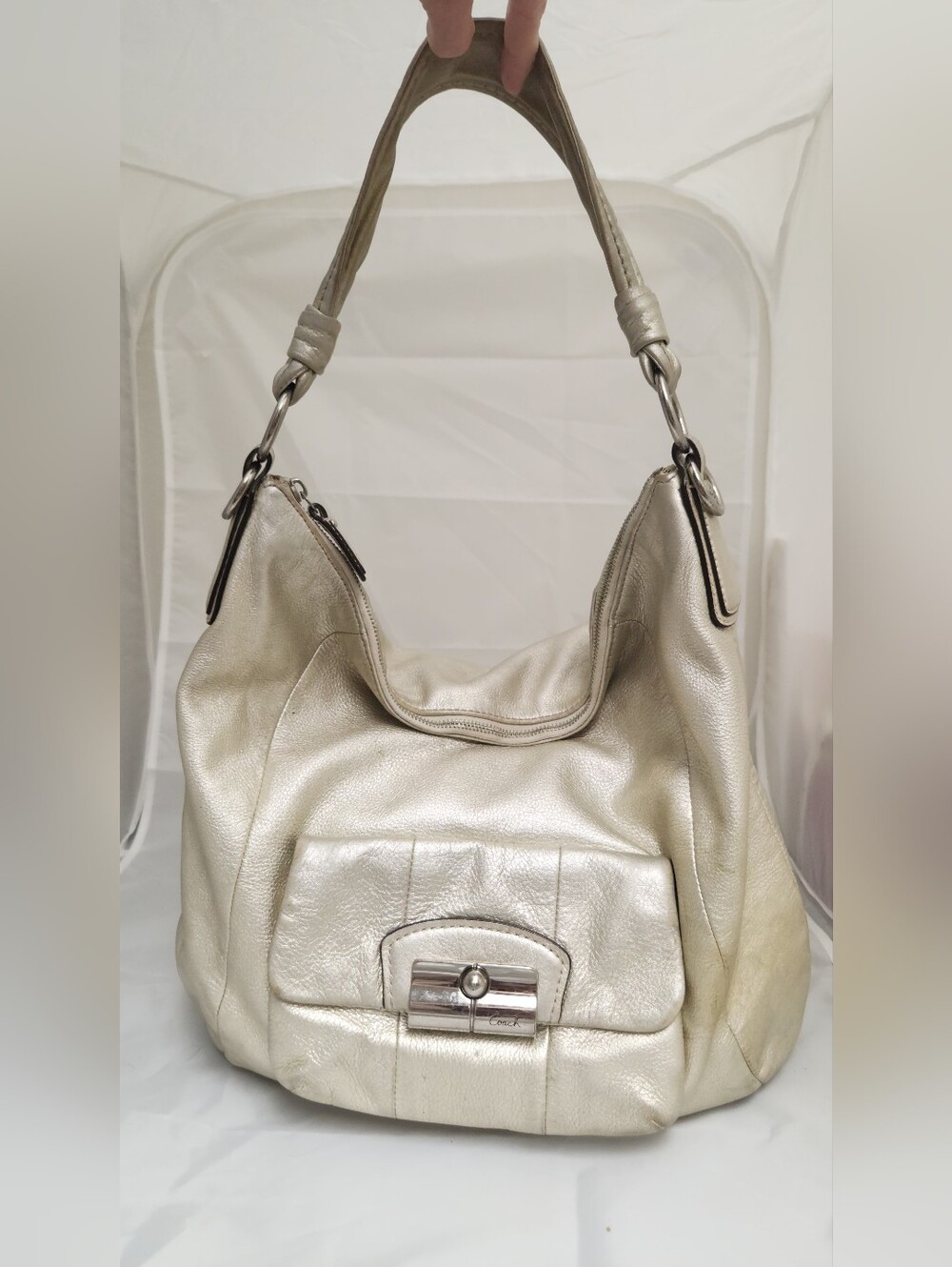 Coach Metallic Leather Hobo Kristin Bag